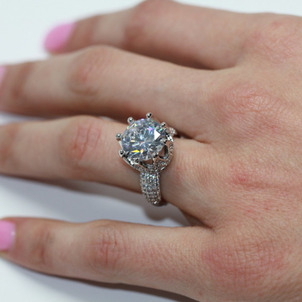 925s White Topaz Queen Crown Engagement Ring 225$